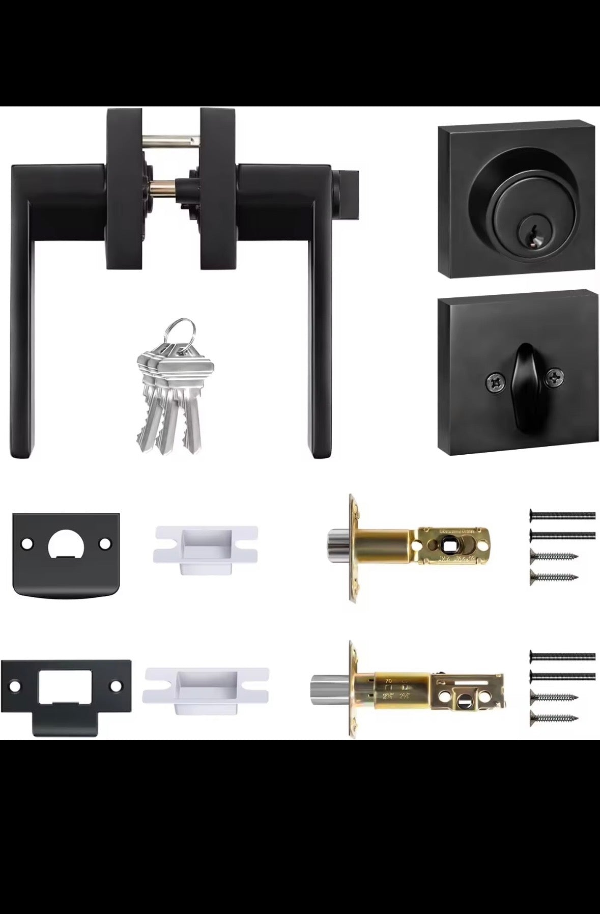 Modern Door Locks Matt Black -Silver Coin Unlock
Keyless Entry Lever Door Handle Durable Privacy Door
Lock Set