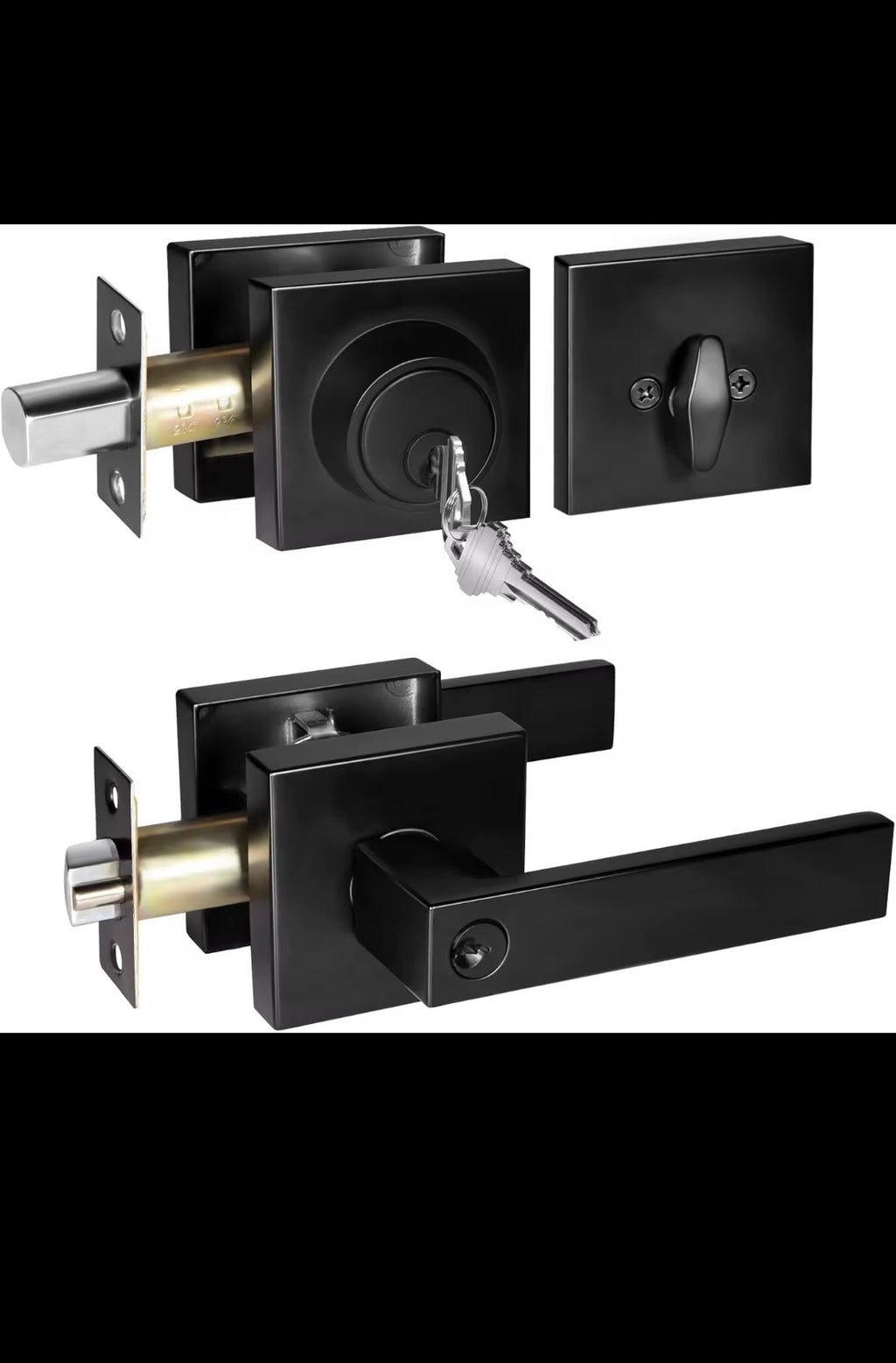 Modern Door Locks Matt Black -Silver Coin Unlock
Keyless Entry Lever Door Handle Durable Privacy Door
Lock Set