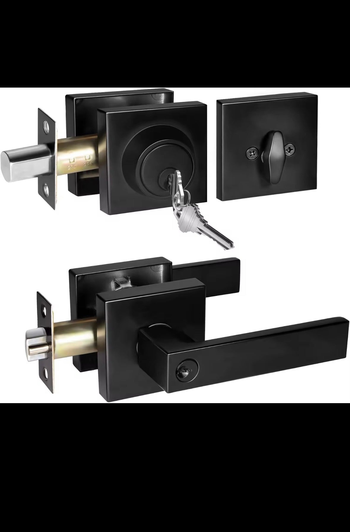 Modern Door Locks Matt Black -Silver Coin Unlock
Keyless Entry Lever Door Handle Durable Privacy Door
Lock Set