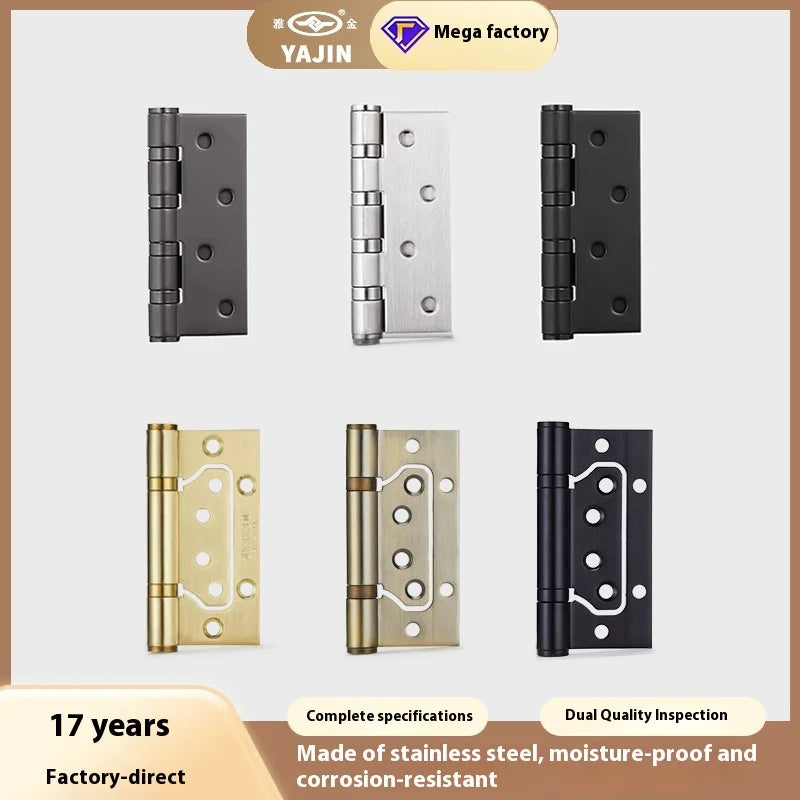 4/5 Inch Stainless Steel 304 Flat Open/Mother Hinge for Bedroom Wooden Door Silent Bearing Thickened Folding Hardware Lock