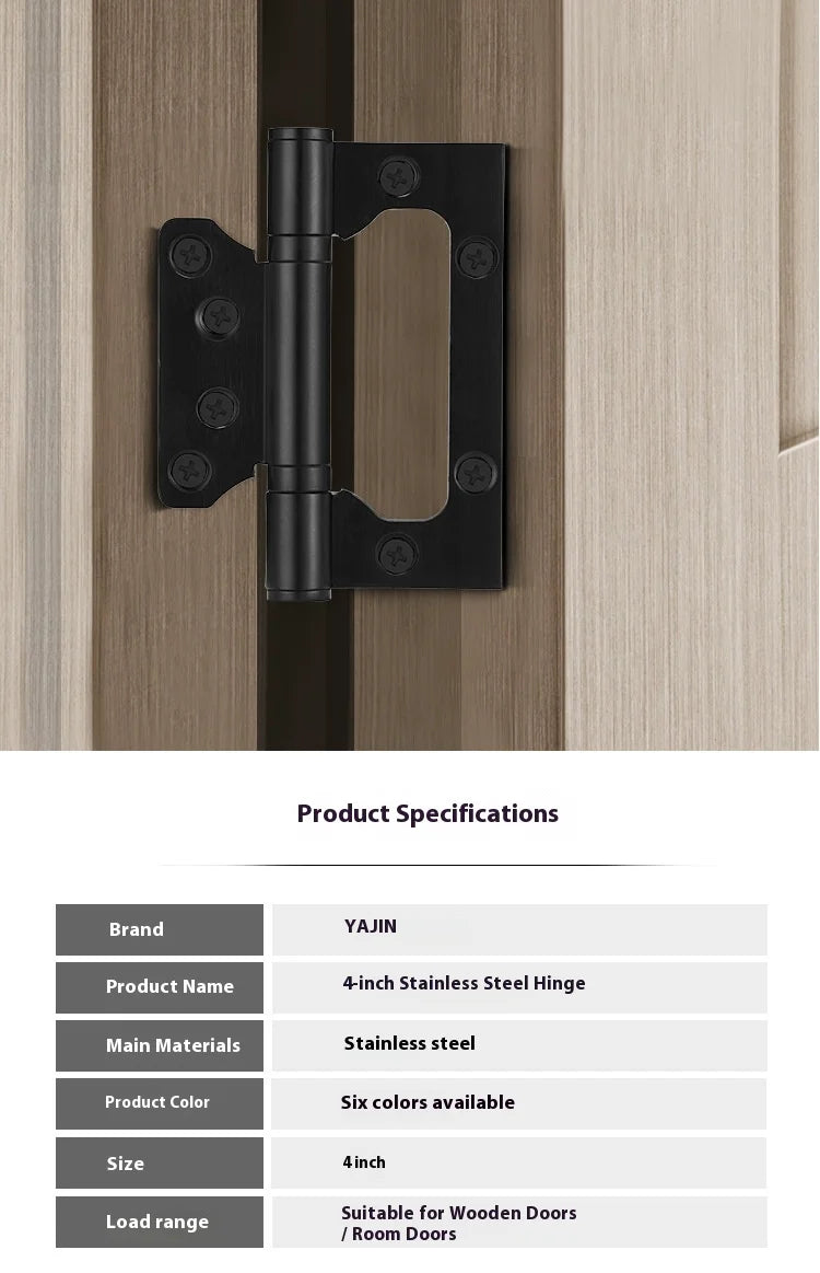 4/5 Inch Stainless Steel 304 Flat Open/Mother Hinge for Bedroom Wooden Door Silent Bearing Thickened Folding Hardware Lock