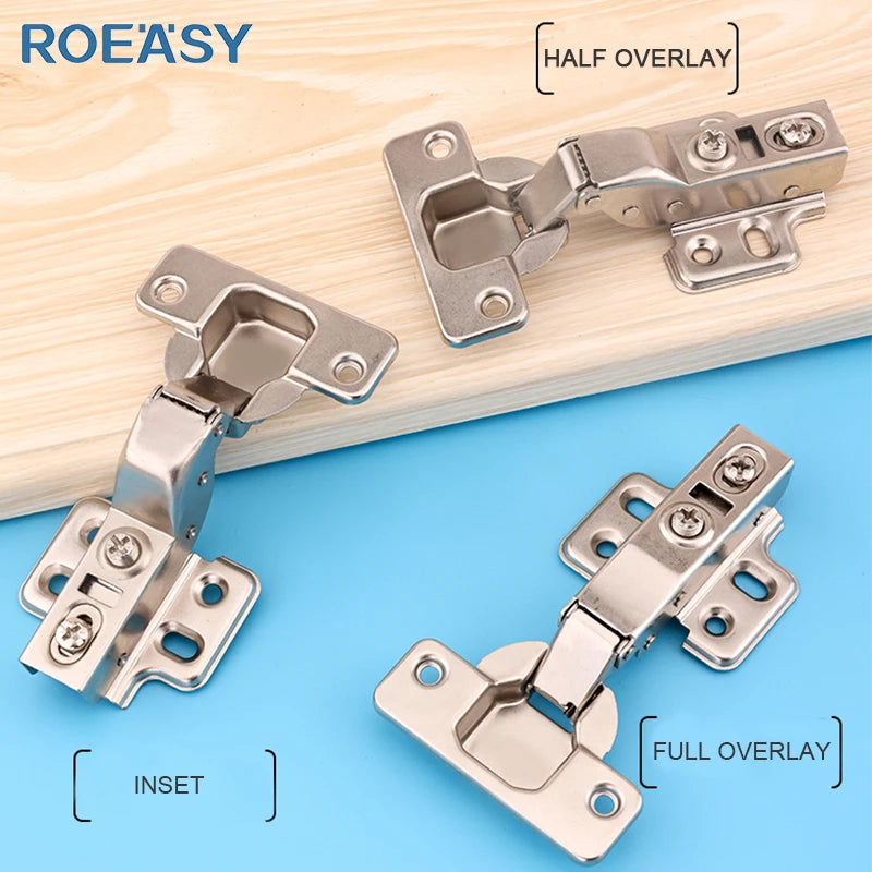 Roeasy Soft-Closing Iron Door Hinges Hydraulic Cabinet Wardrobe Parts with Aircraft Pipe for Kitchen & Bedroom Furniture