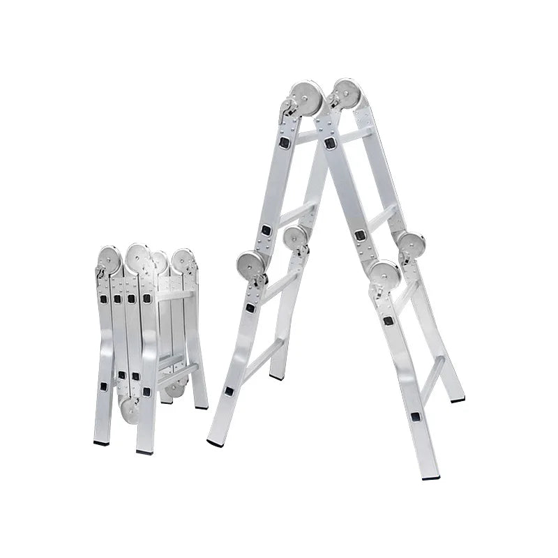 Custom Length Modern 3-Step Multi-Purpose Folding Aluminum 6063 Ladder 2.36m-5.85m Hinge 150kg Load Capacity Home Office Use
