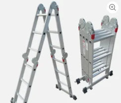 Custom Length Modern 3-Step Multi-Purpose Folding Aluminum 6063 Ladder 2.36m-5.85m Hinge 150kg Load Capacity Home Office Use