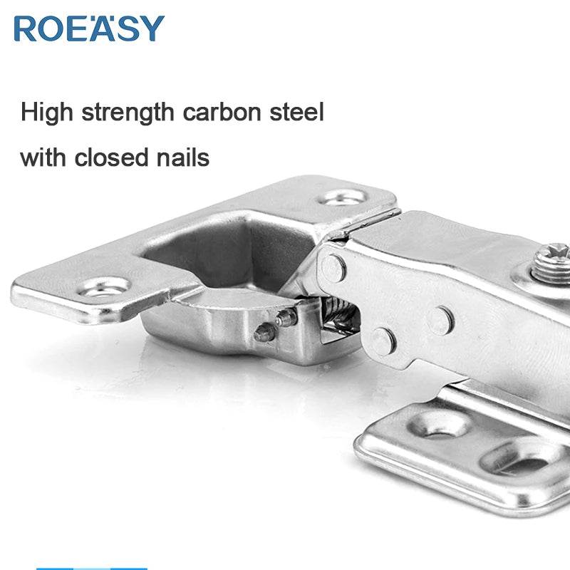 Roeasy Soft-Closing Iron Door Hinges Hydraulic Cabinet Wardrobe Parts with Aircraft Pipe for Kitchen & Bedroom Furniture