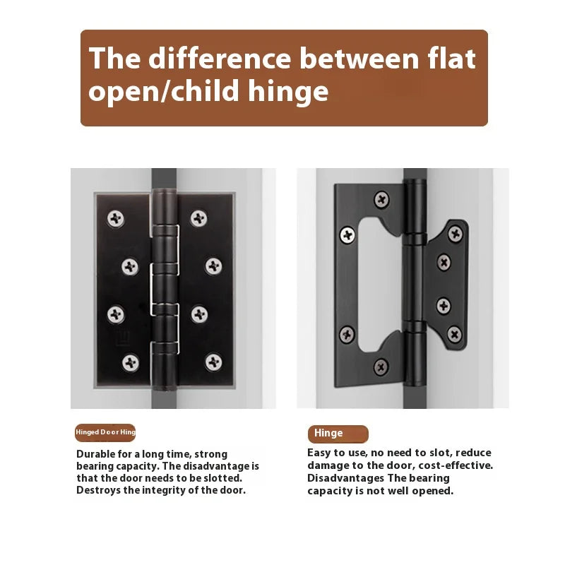 4/5 Inch Stainless Steel 304 Flat Open/Mother Hinge for Bedroom Wooden Door Silent Bearing Thickened Folding Hardware Lock