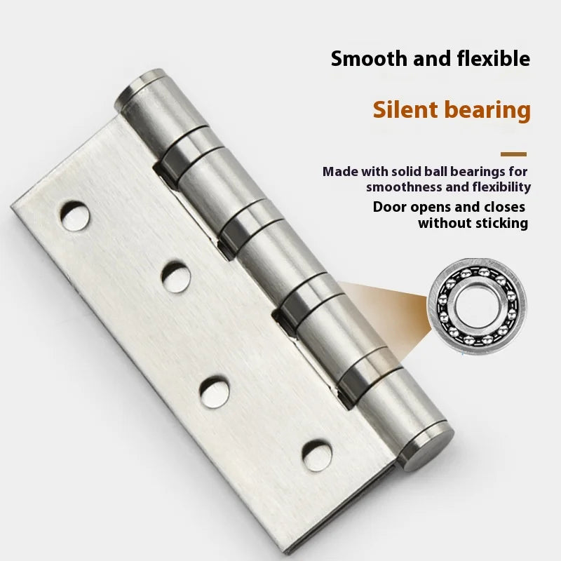 4/5 Inch Stainless Steel 304 Flat Open/Mother Hinge for Bedroom Wooden Door Silent Bearing Thickened Folding Hardware Lock